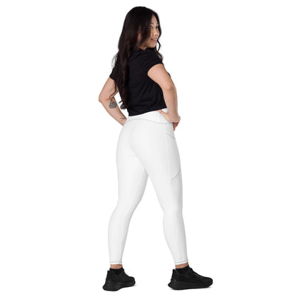 LAXUNIVERSE WHITE Crossover leggings with pockets