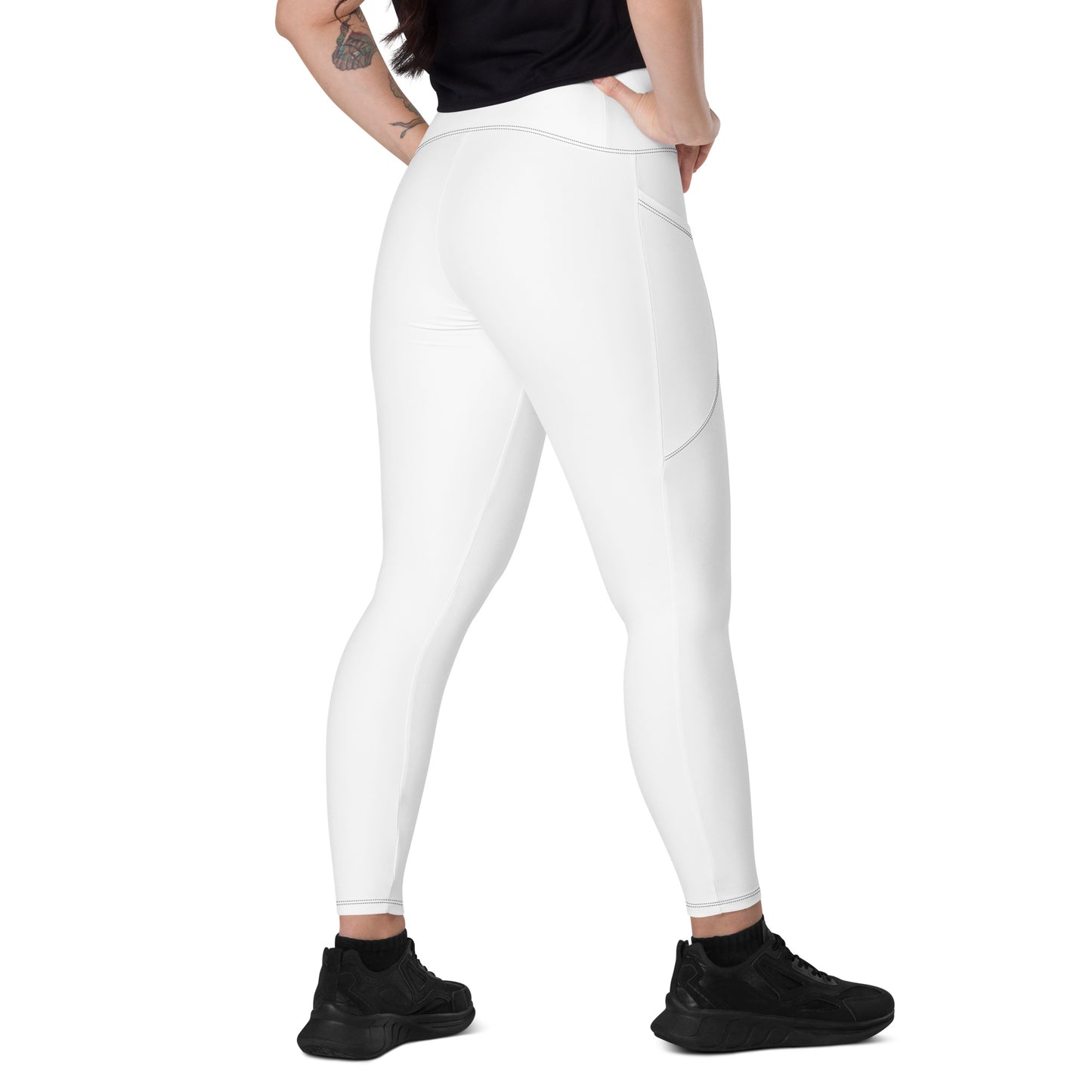 LAXUNIVERSE WHITE Crossover leggings with pockets