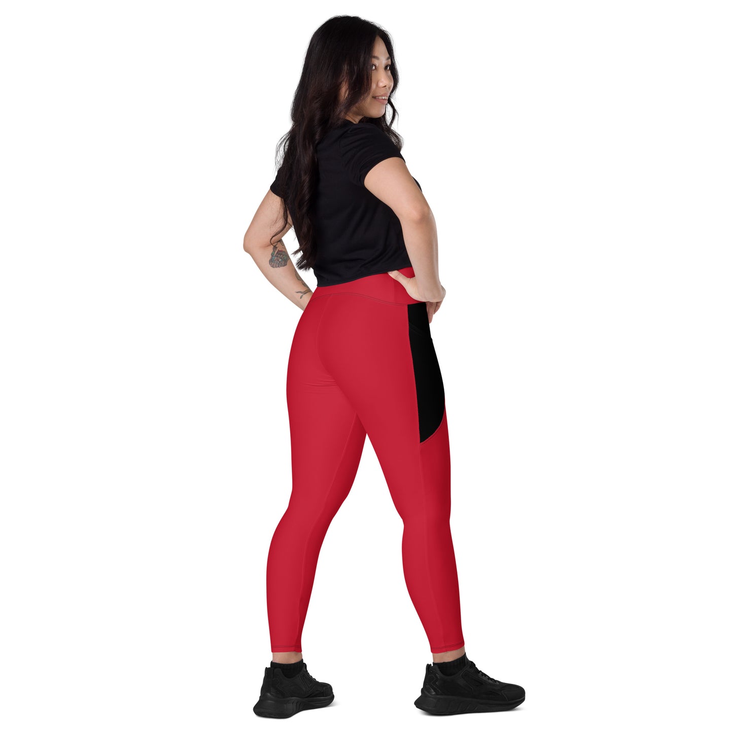 LAXUNIVERSE RED Crossover leggings with pockets