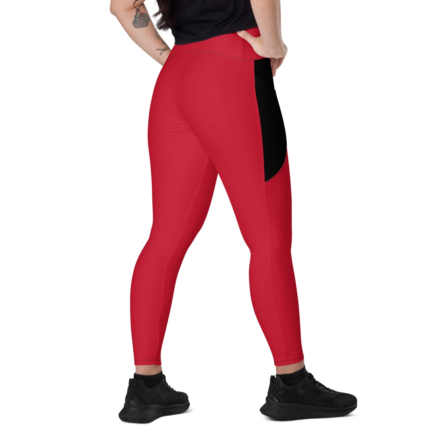 LAXUNIVERSE RED Crossover leggings with pockets