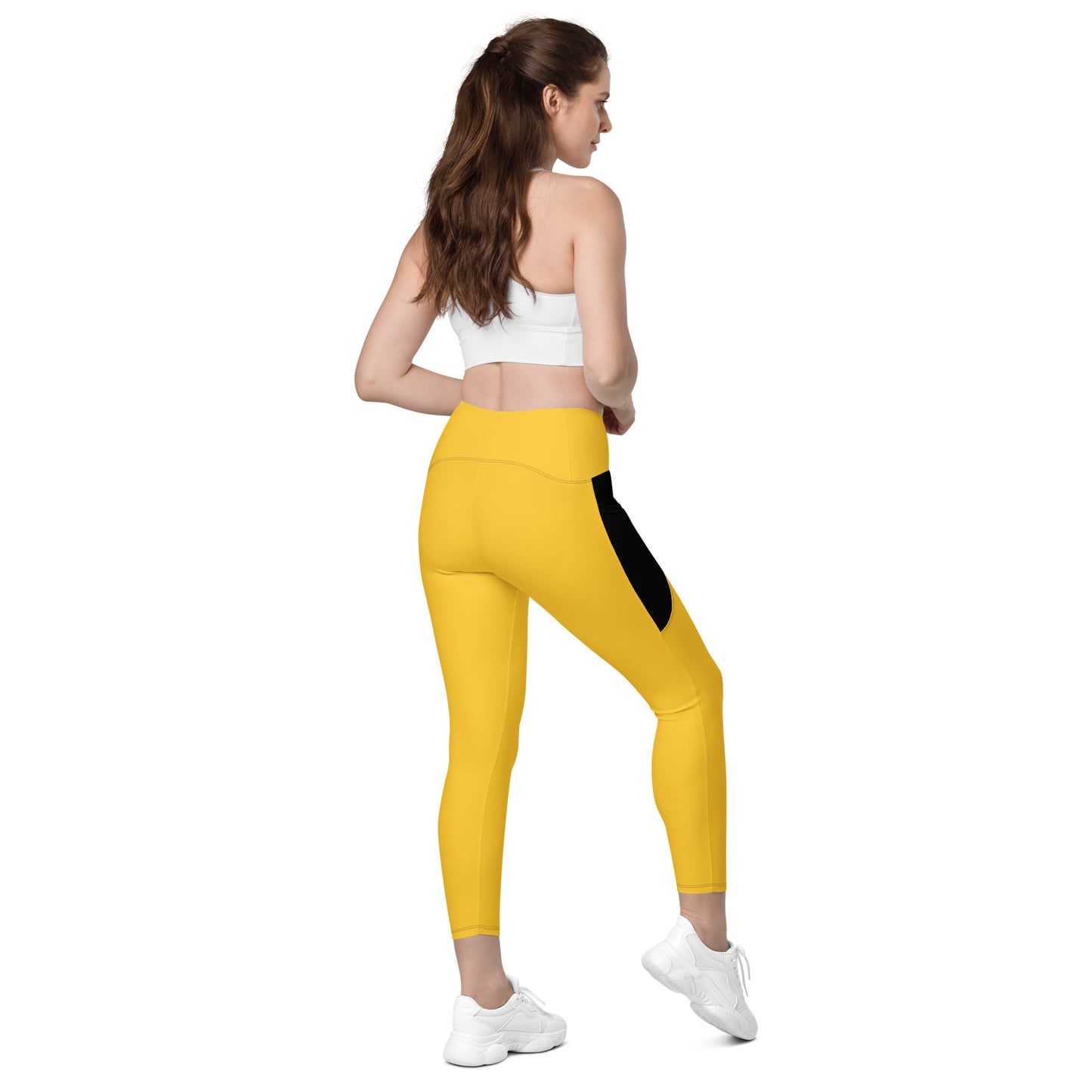LAXUNIVERSE Yellow Crossover leggings with pockets