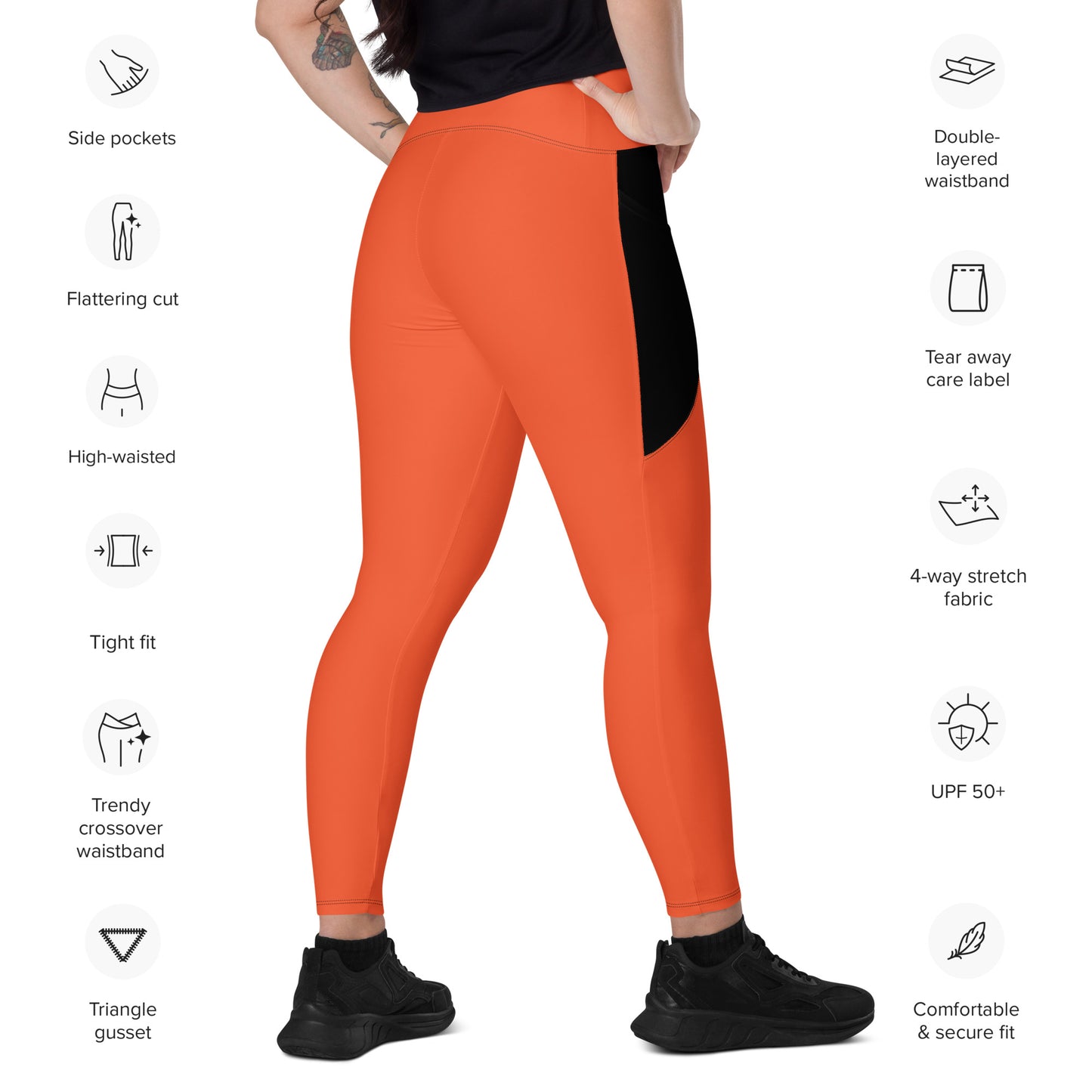 LAXUNIVERSE Outrageous Orange Crossover leggings with pockets
