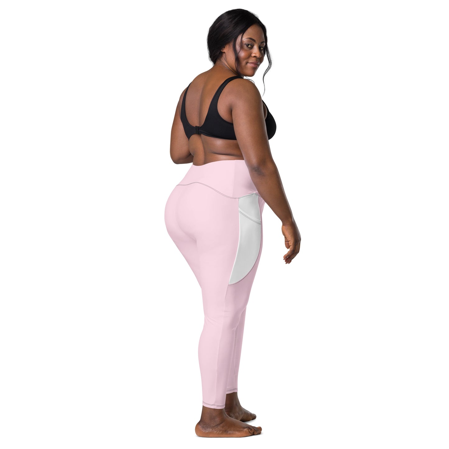 LAXUNIVERSE Pig Pink Crossover leggings with pockets