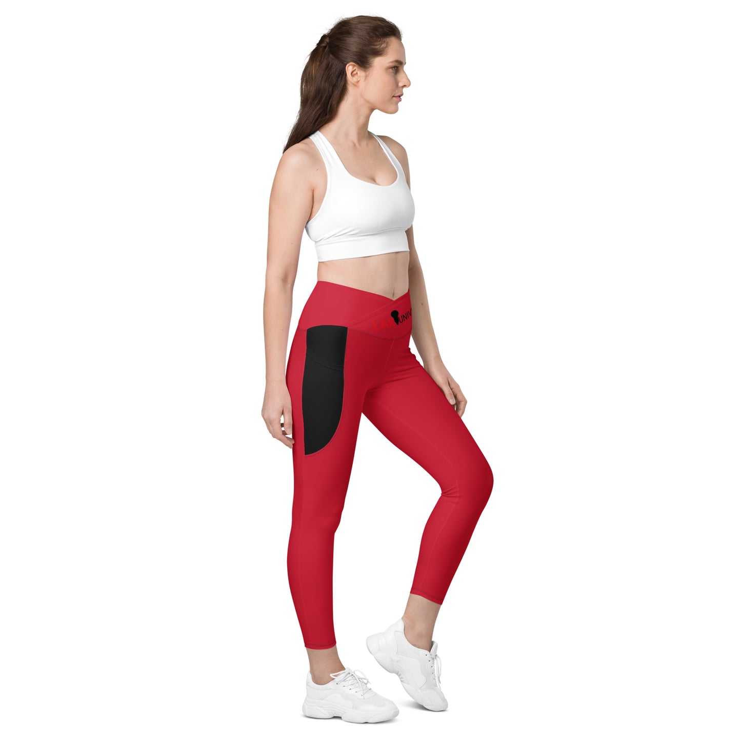 LAXUNIVERSE RED Crossover leggings with pockets
