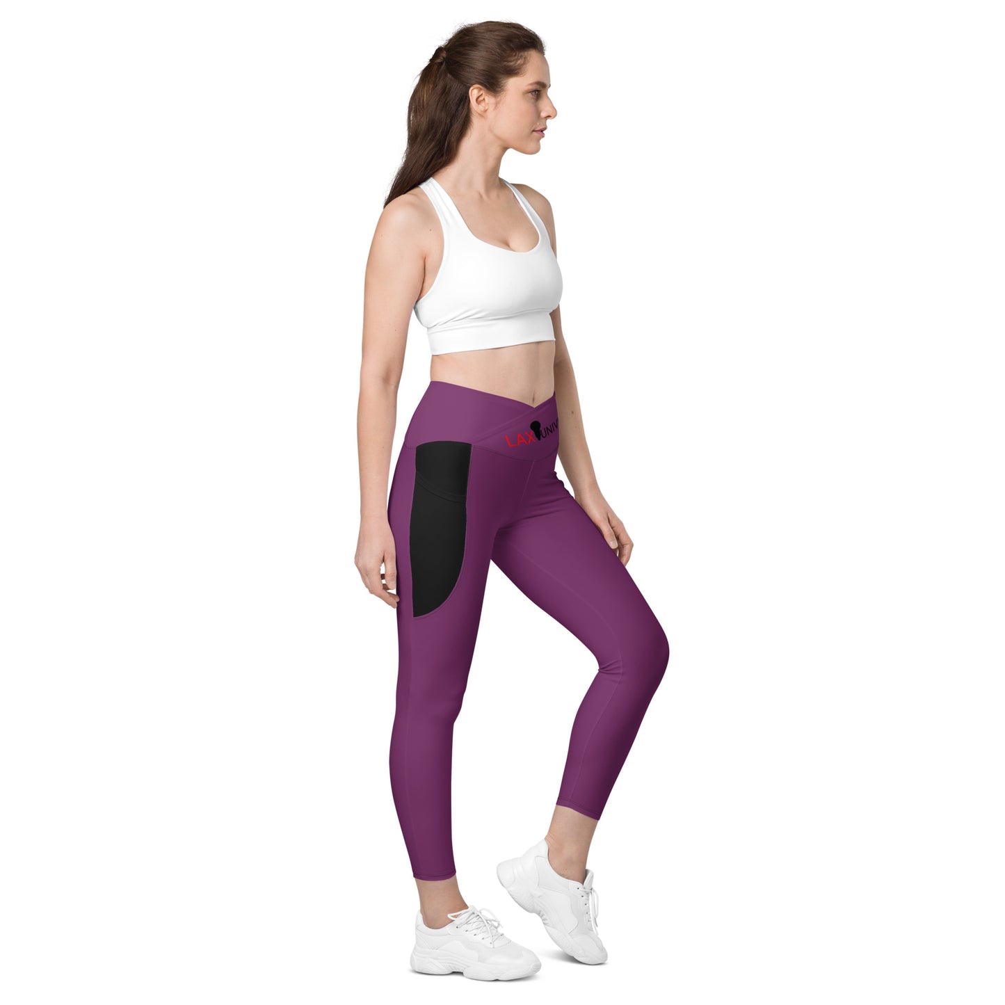 LAXUNIVERSE Palatinate Purple Crossover leggings with pockets