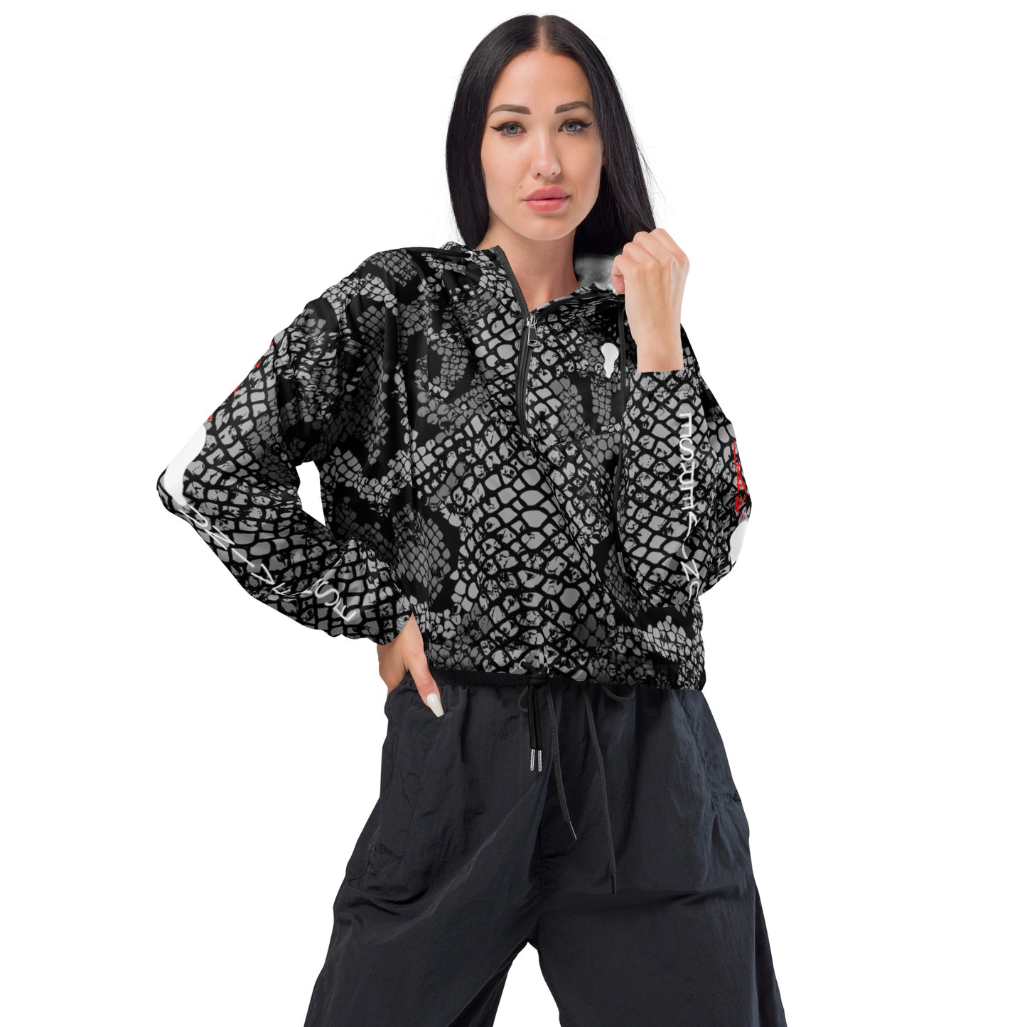 LAXUNIVERSE BLACK SNAKE Women’s cropped windbreaker