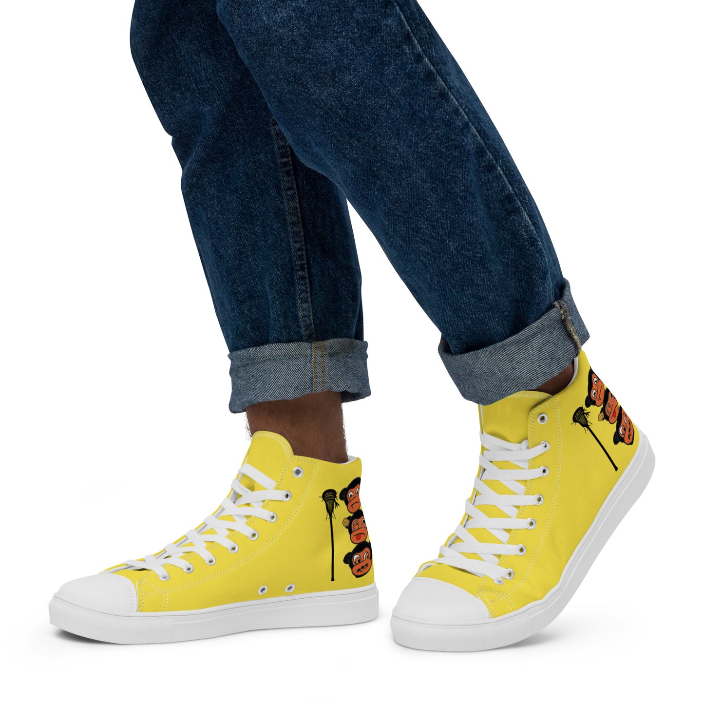 LAXMONKEY Men’s Yellow high top canvas shoes